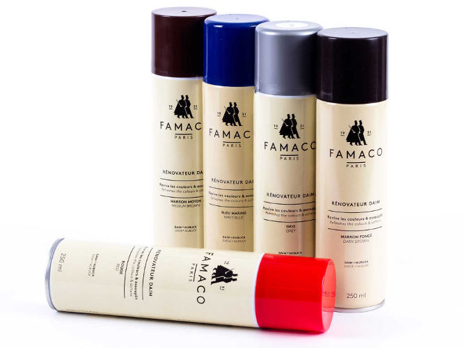 Das Famaco Raulederspray zur Pflege von Rauledern