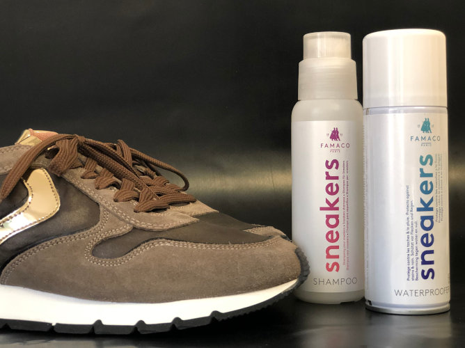 Famaco Sneakers Pflege Shampoo und Waterproofer auch für braune Schuhe